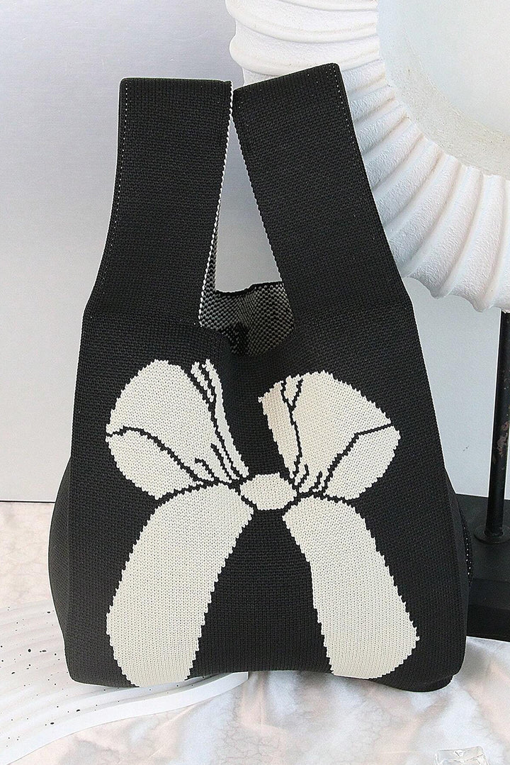 Sac à main tricoté à motif nœud papillon colorblock