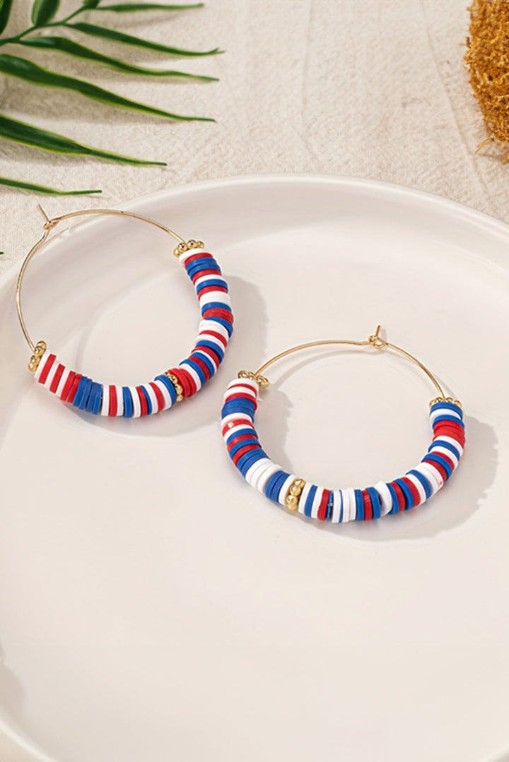 Boucles d'oreilles créoles à perles inspirées du drapeau américain