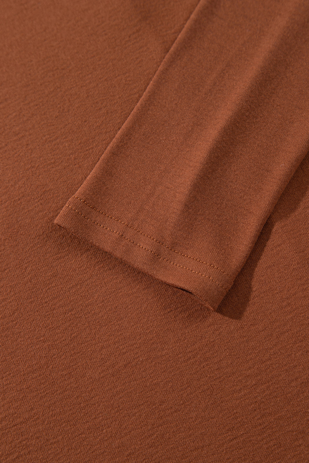 Red Sandalwood High Neck Long Sleeve Top