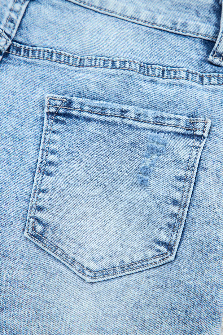 Beau Blue Distressed Acid Wash Denim Hot Shorts