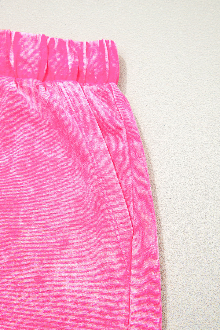 Rose Red Mineral Wash Cotton Short Set