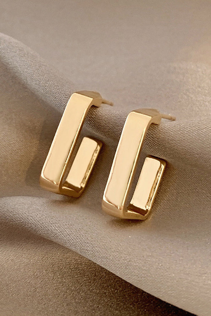 Square Hook Plated Alloy Stud Earrings