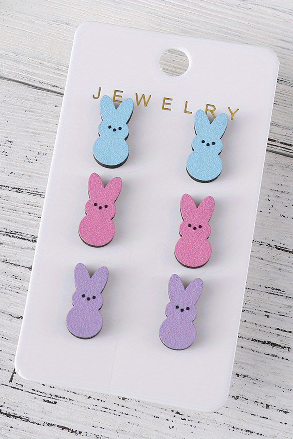 Boucles d'oreilles en bois en forme de lapin de Pâques