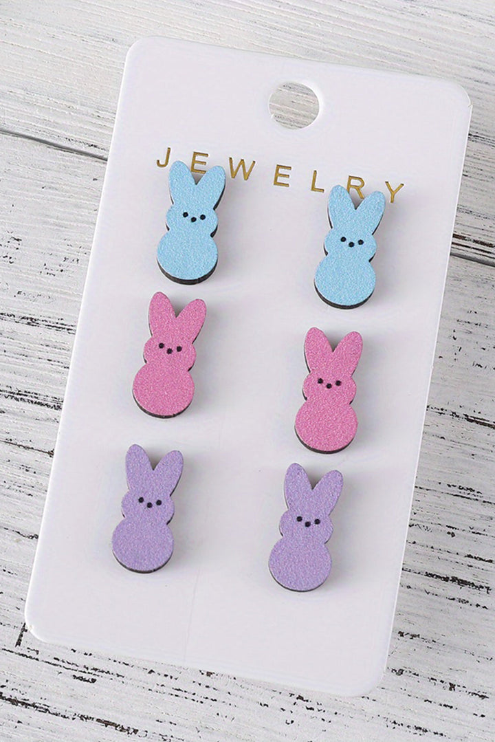 Boucles d'oreilles en bois en forme de lapin de Pâques