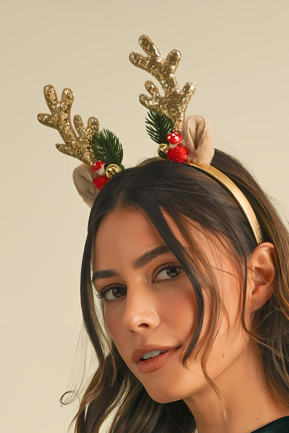 Christmas Reindeer Sequined Bell Headband