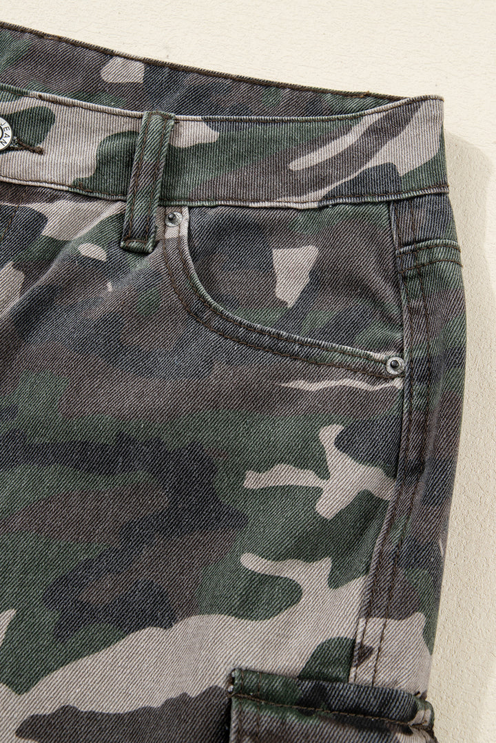 Green Camo Cargo Wide Leg Pants