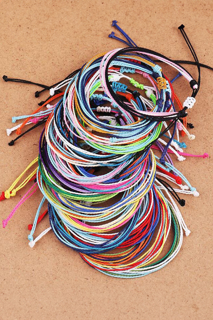 Multi Colors Wax Rope Woven Bracelet Set