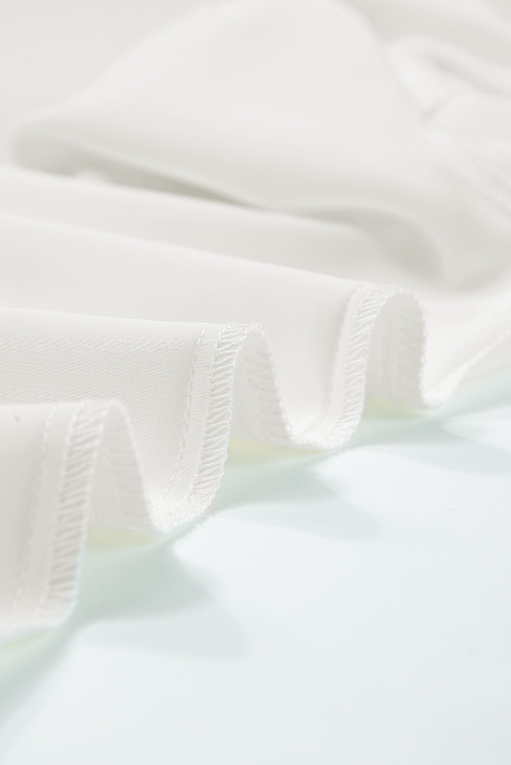 White Silky Notched Neckline Petal Sleeve Blouse