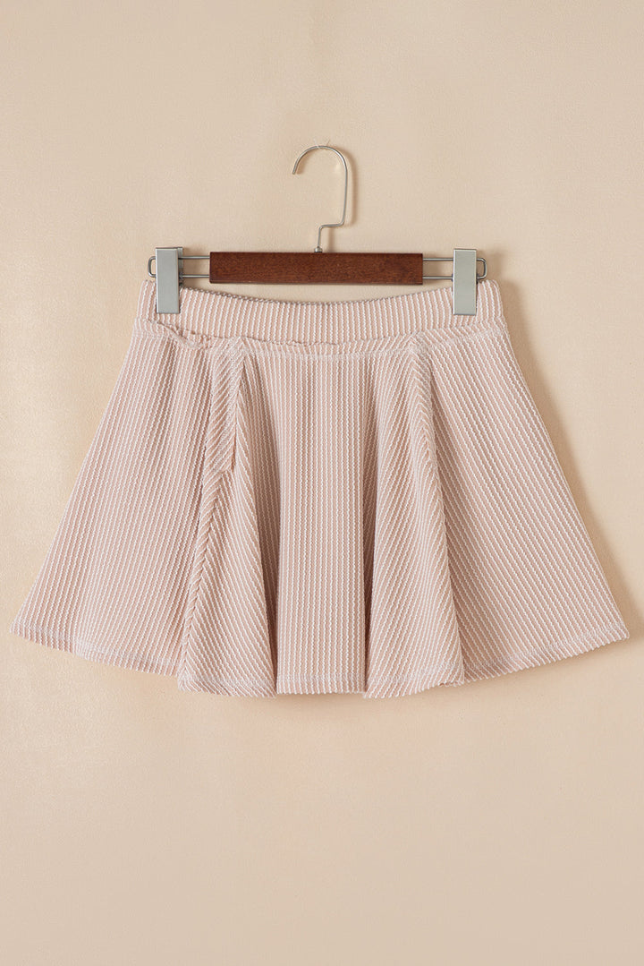 Jet Stream Corded Lantern Sleeve Top High Waist Ruffled Mini Skort Set