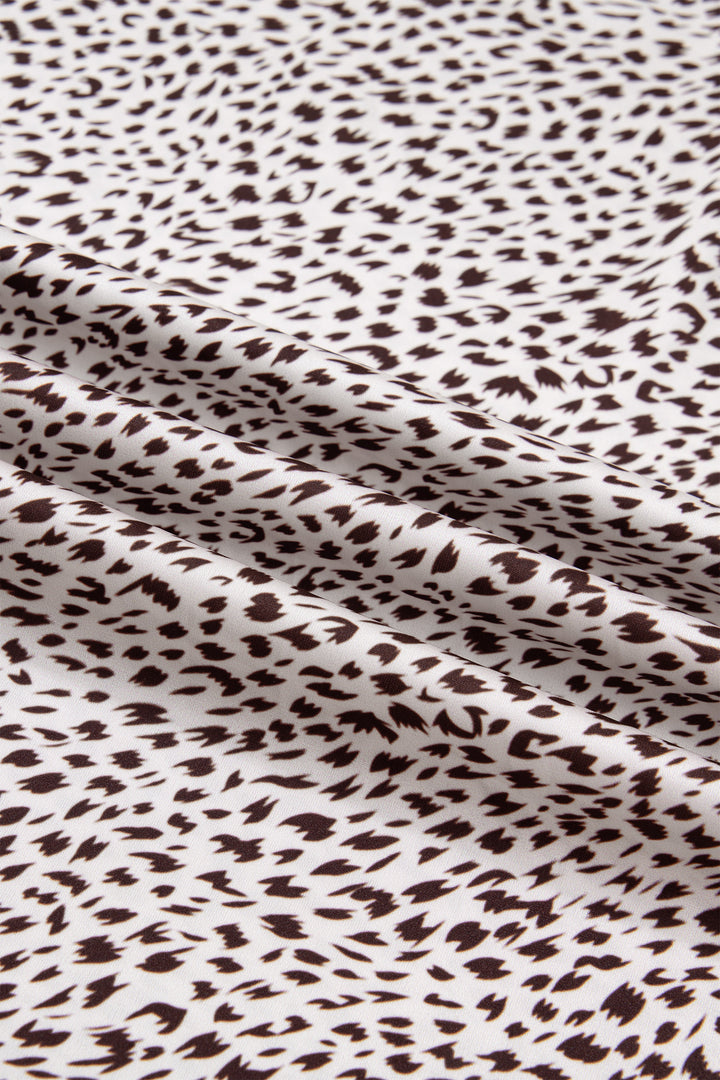 Fashion Brown Cheetah Print Trim Split Long Western Skirt