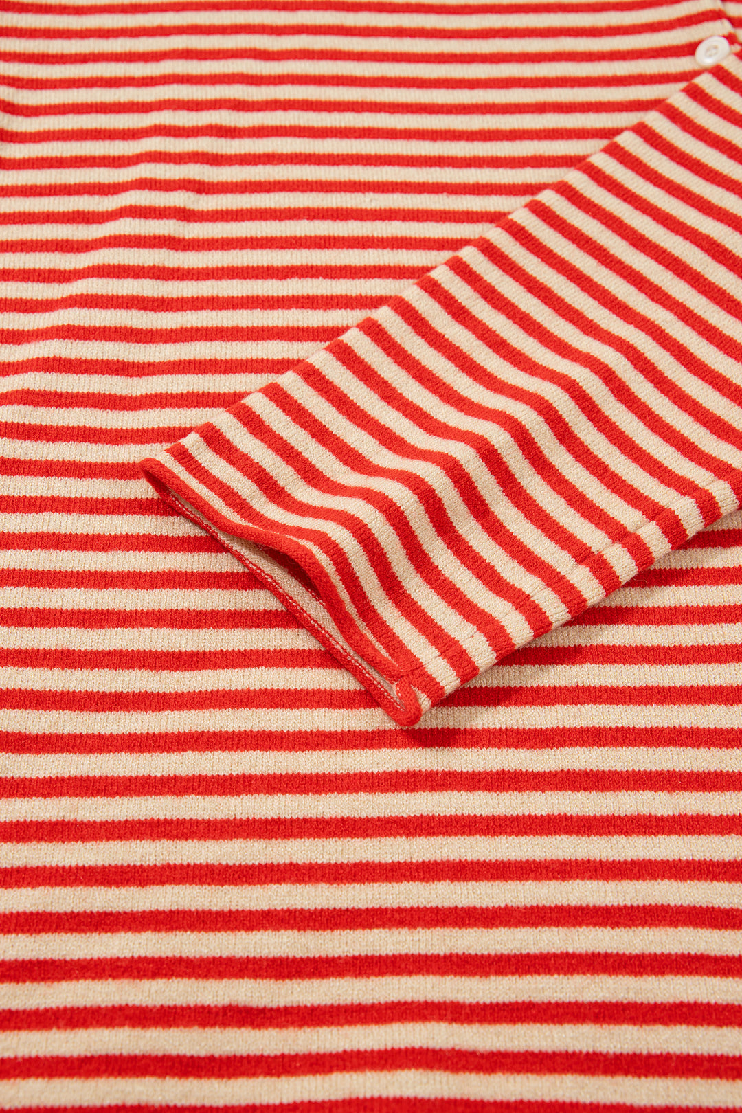 Red Stripe Striped Button Collar Long Sleeve Knit Cardigan