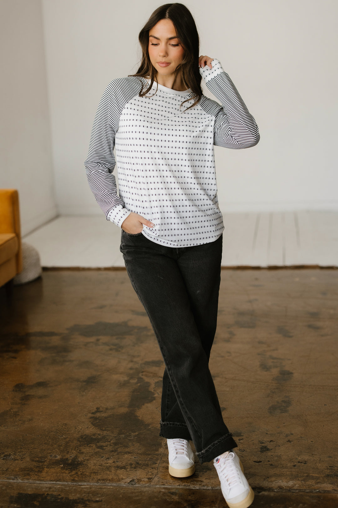 Raglan Patchwork Long Sleeve Tee