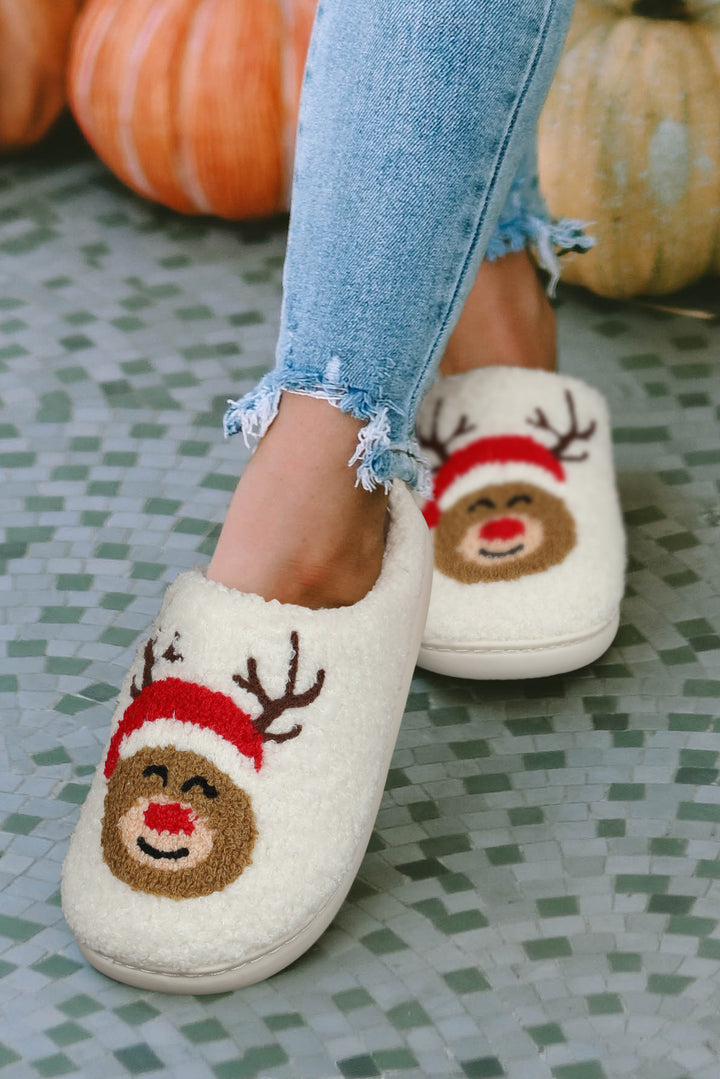 Christmas Deer Home Indoor Plush Slippers