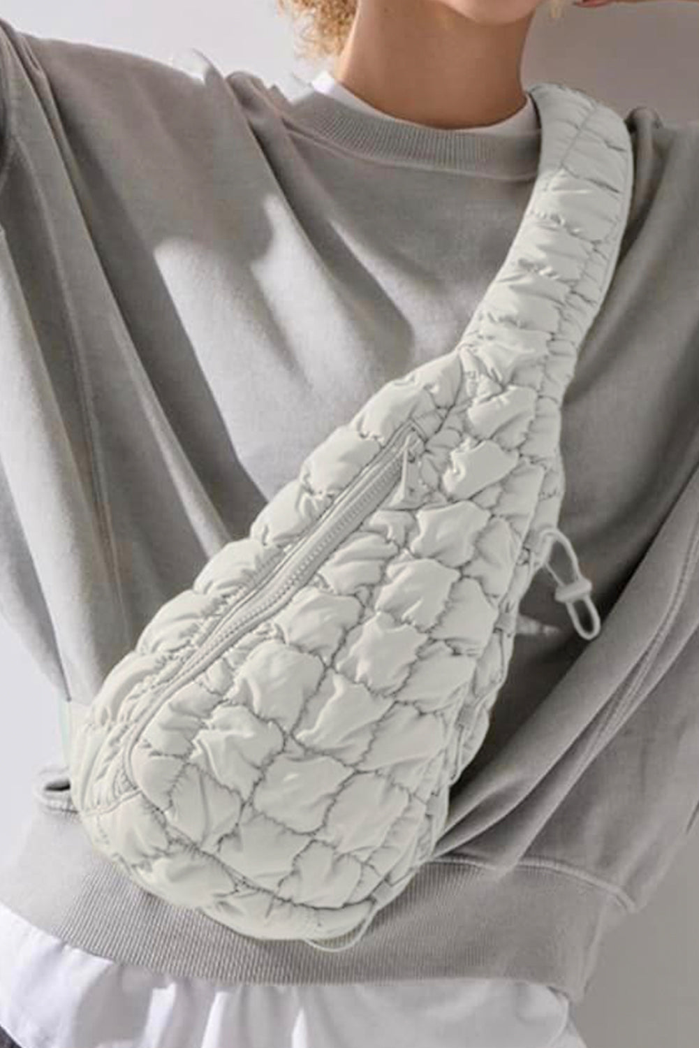 Marshmallow Quilted Drawstring Decor Sling Bag