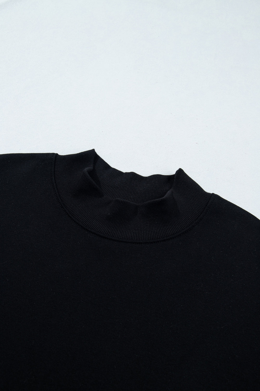 Black Solid Color Oversized Mock Neck Sweatshirt