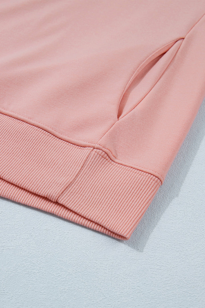 Pink Solid Color High Neck Cap Sleeve Loose Top