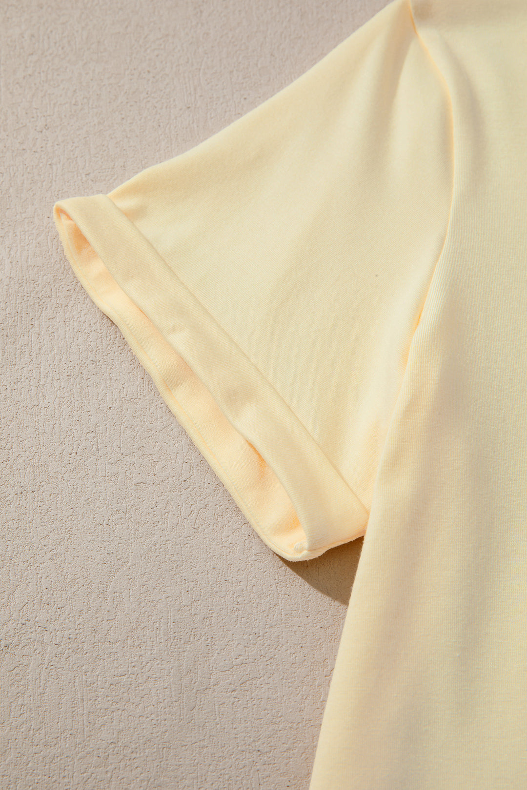 Yellow Cream Casual Plain Crew Neck Tee