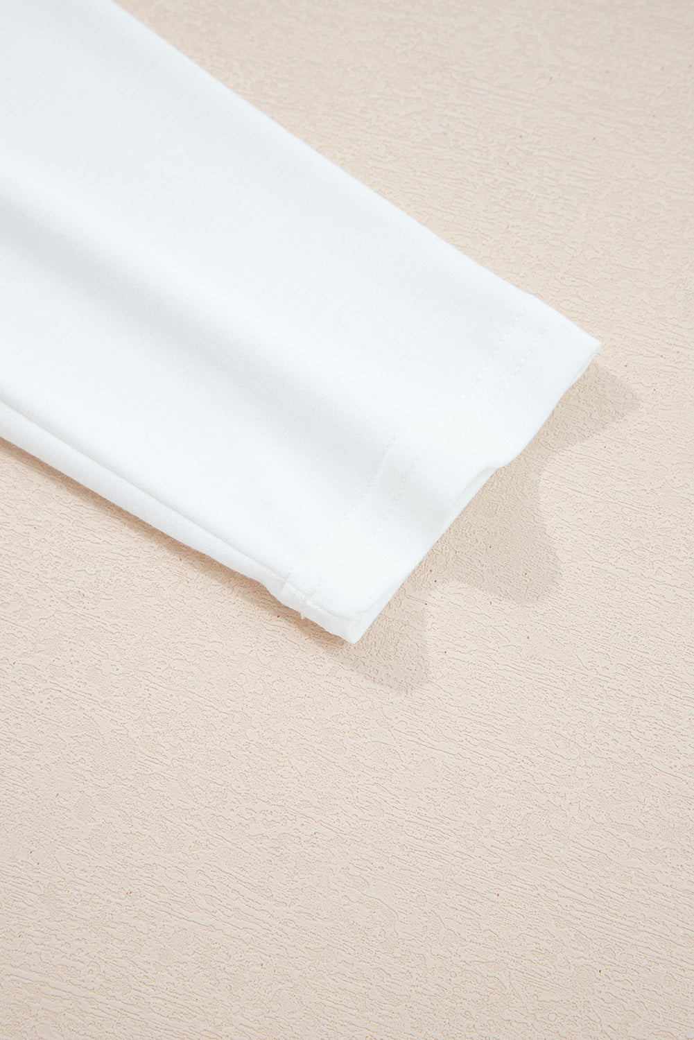 White Solid Color V Neck Long Sleeve Stretchy Top