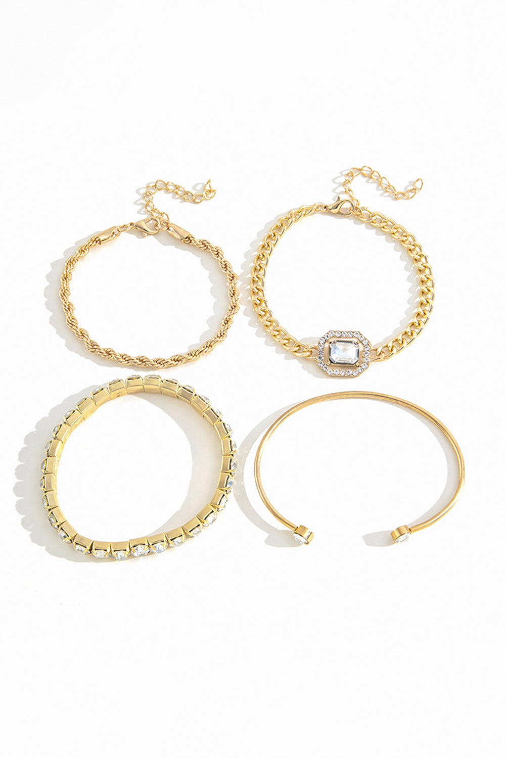 Ensemble de 4 bracelets tressés en chaîne de diamants