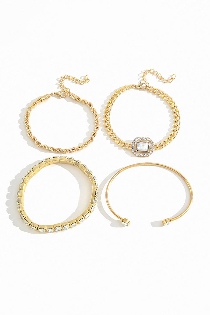 Ensemble de 4 bracelets tressés en chaîne de diamants