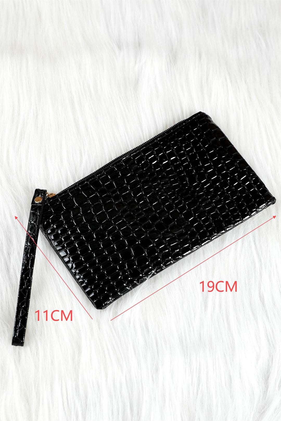 Portefeuille à dragonne zippé motif crocodile