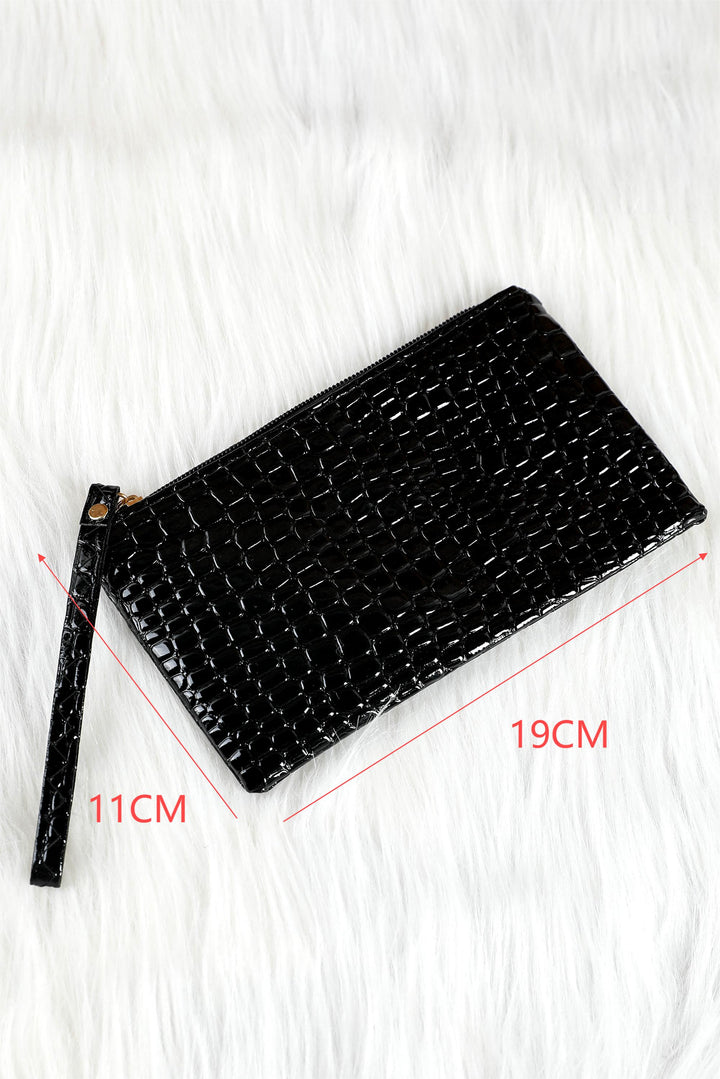 Portefeuille à dragonne zippé motif crocodile