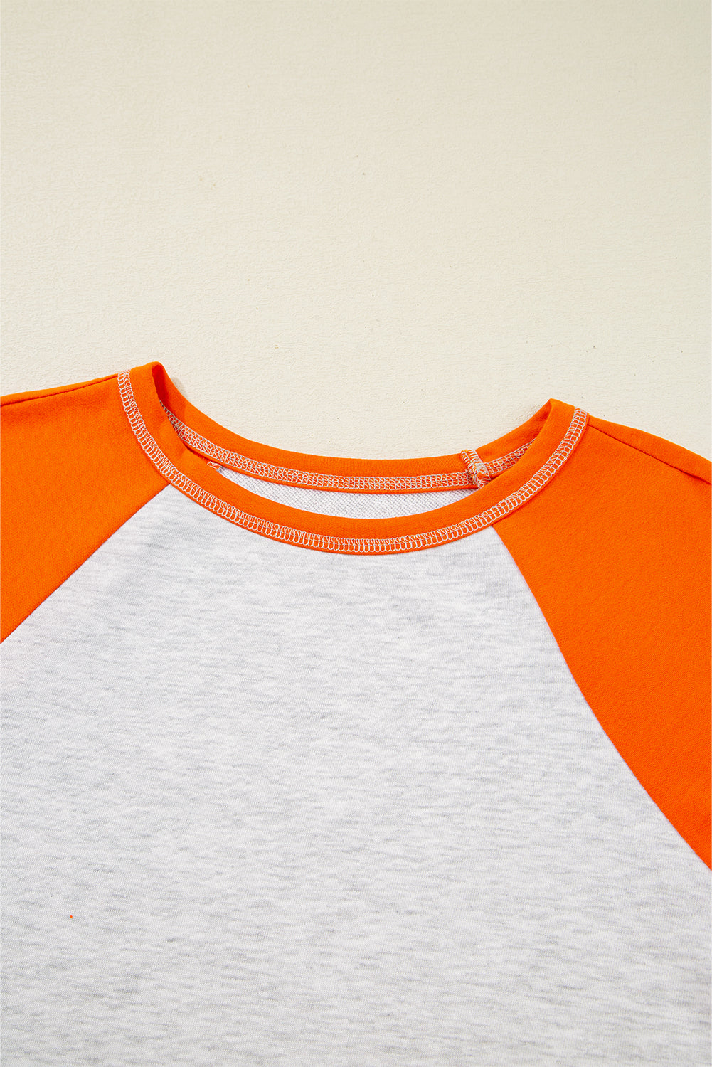 Color Block Raglan Sleeve Contrast Stitching Loose Fit Top