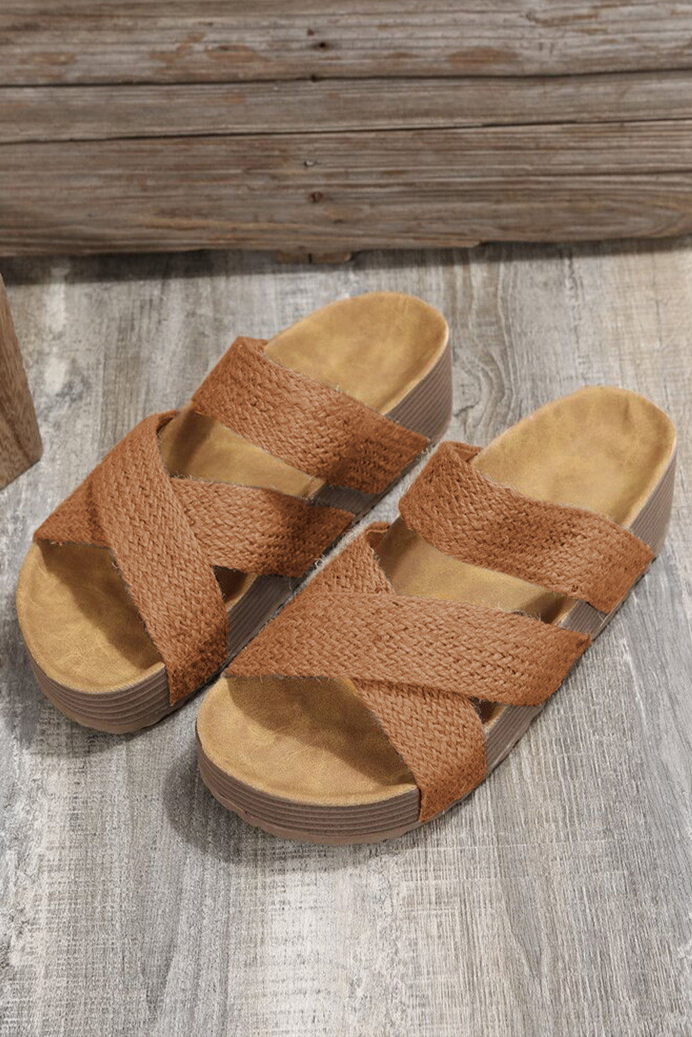 Woven Cross Criss Hollowed Slip-On Slippers