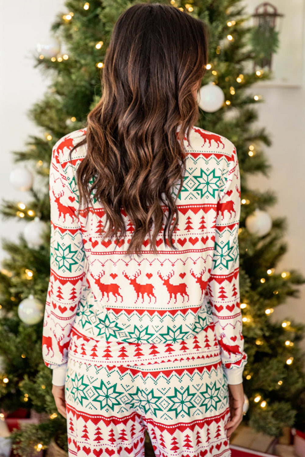 christmas print pullover and pants lounge set