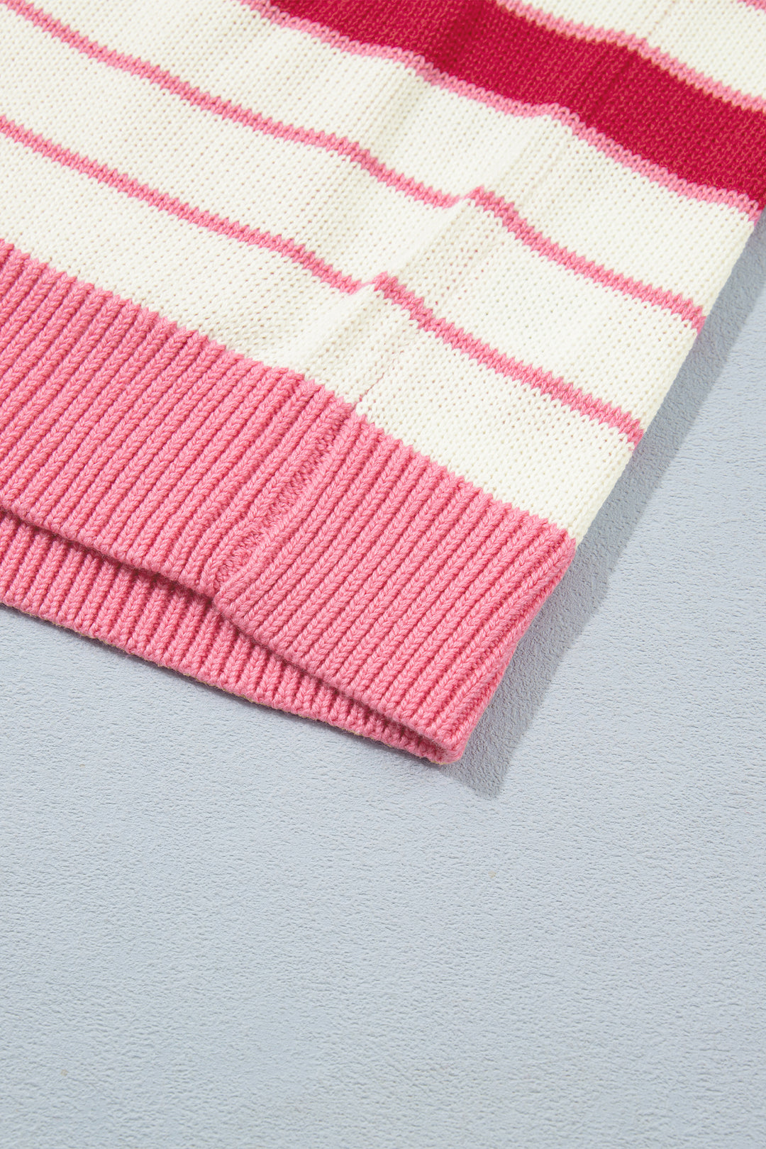 Red Stripe V Neck Long Sleeve Regular Fit Cardigan