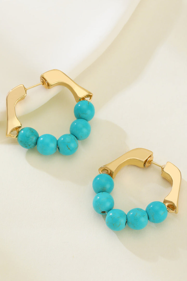 Turquoise Bead Plated Alloy Hook Earrings