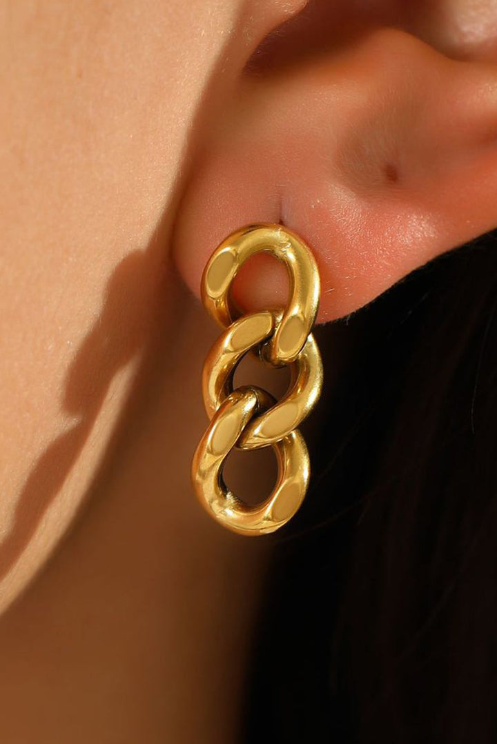 Chain Link Plate Alloy Drop Earrings