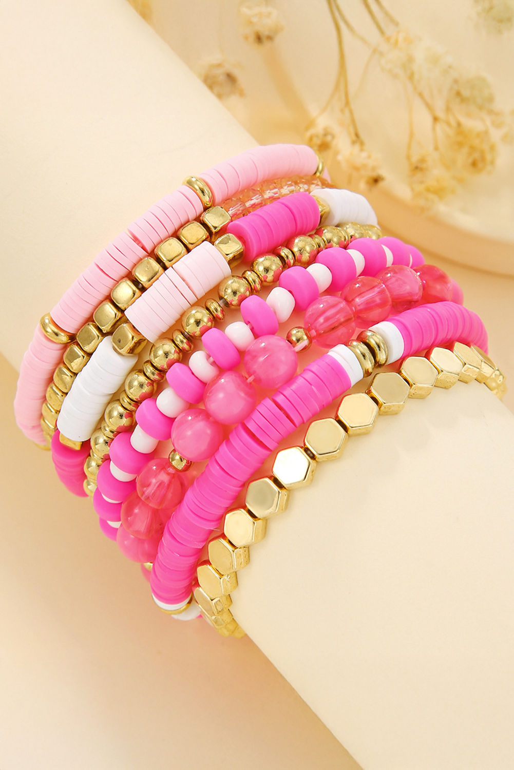 Ensemble de 8 bracelets élastiques perlés Saint-Valentin