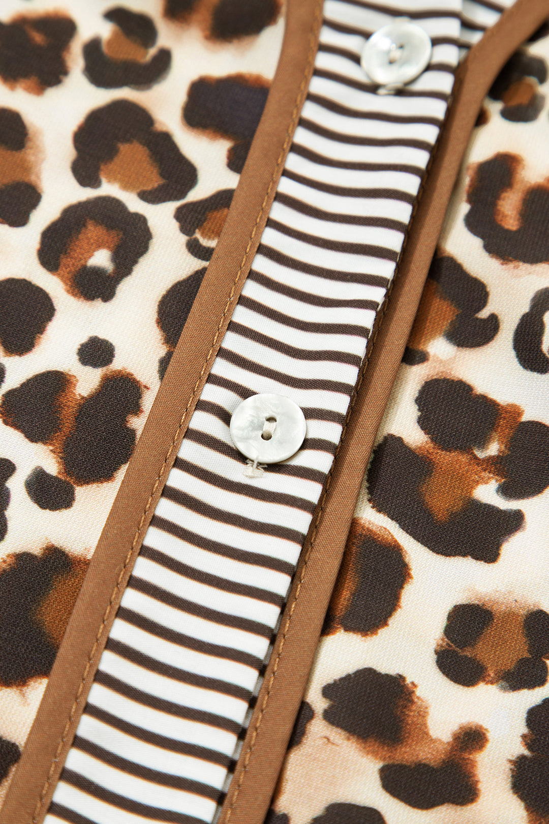 Leopard Print Striped Patchwork 3/4 Sleeve Loose Mini Dress