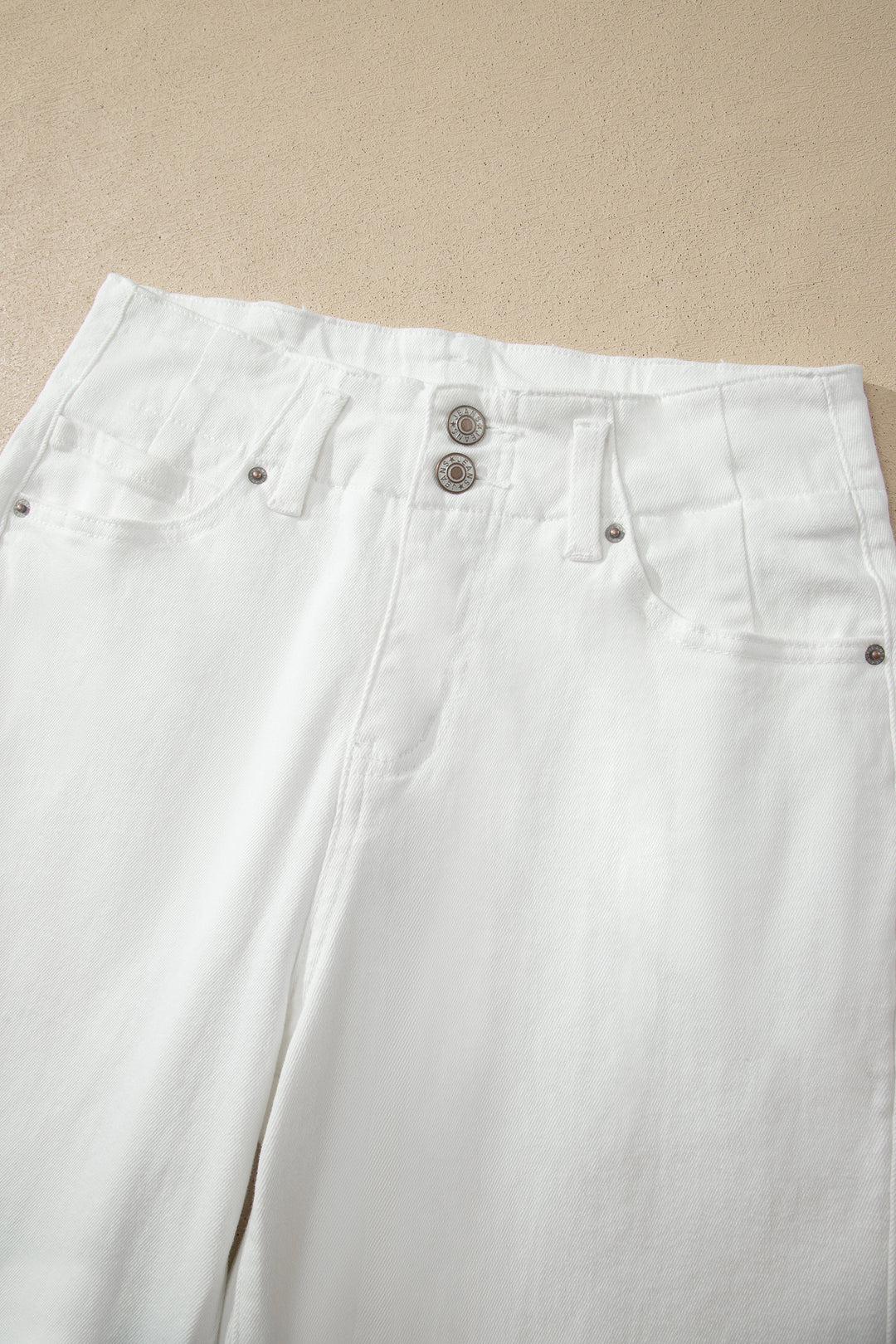 White 2-Button High Waist Wide Leg Jeans