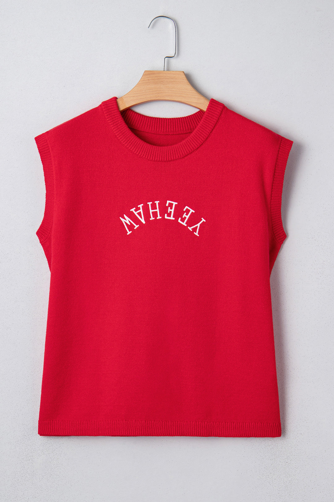YEEHAW Embroidered Letter Loose Short Sleeve Sweater