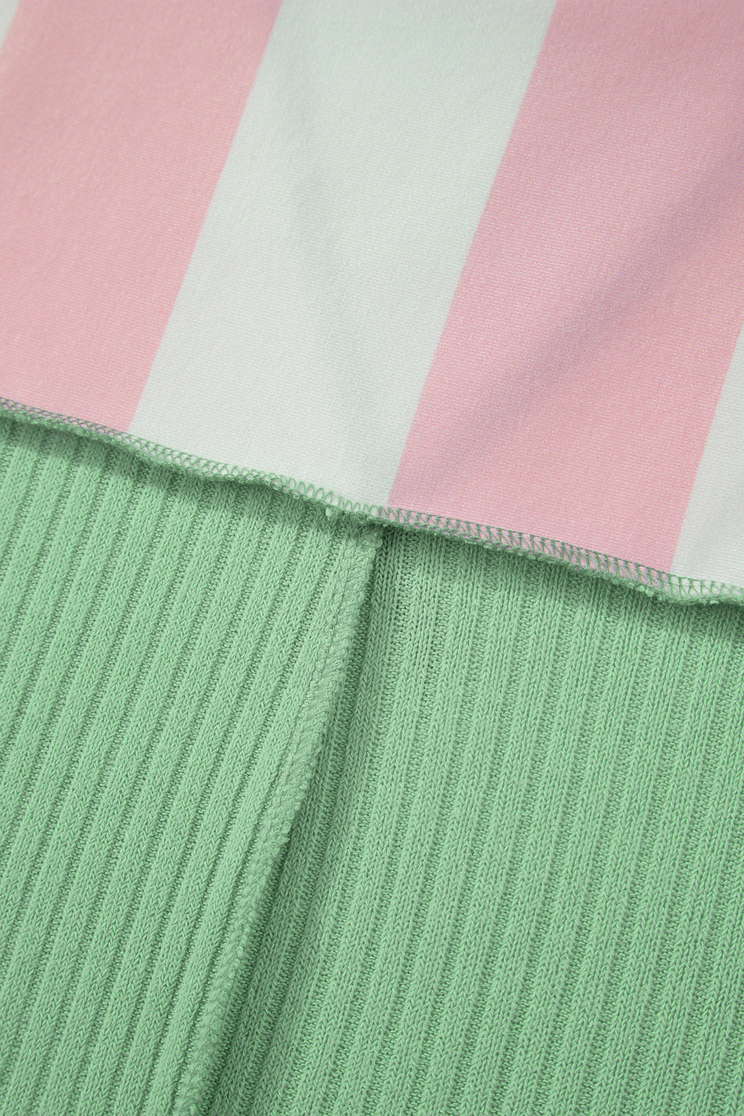 Pink Stripe Exposed Seam Ribbed Patchwork Oversized Tee