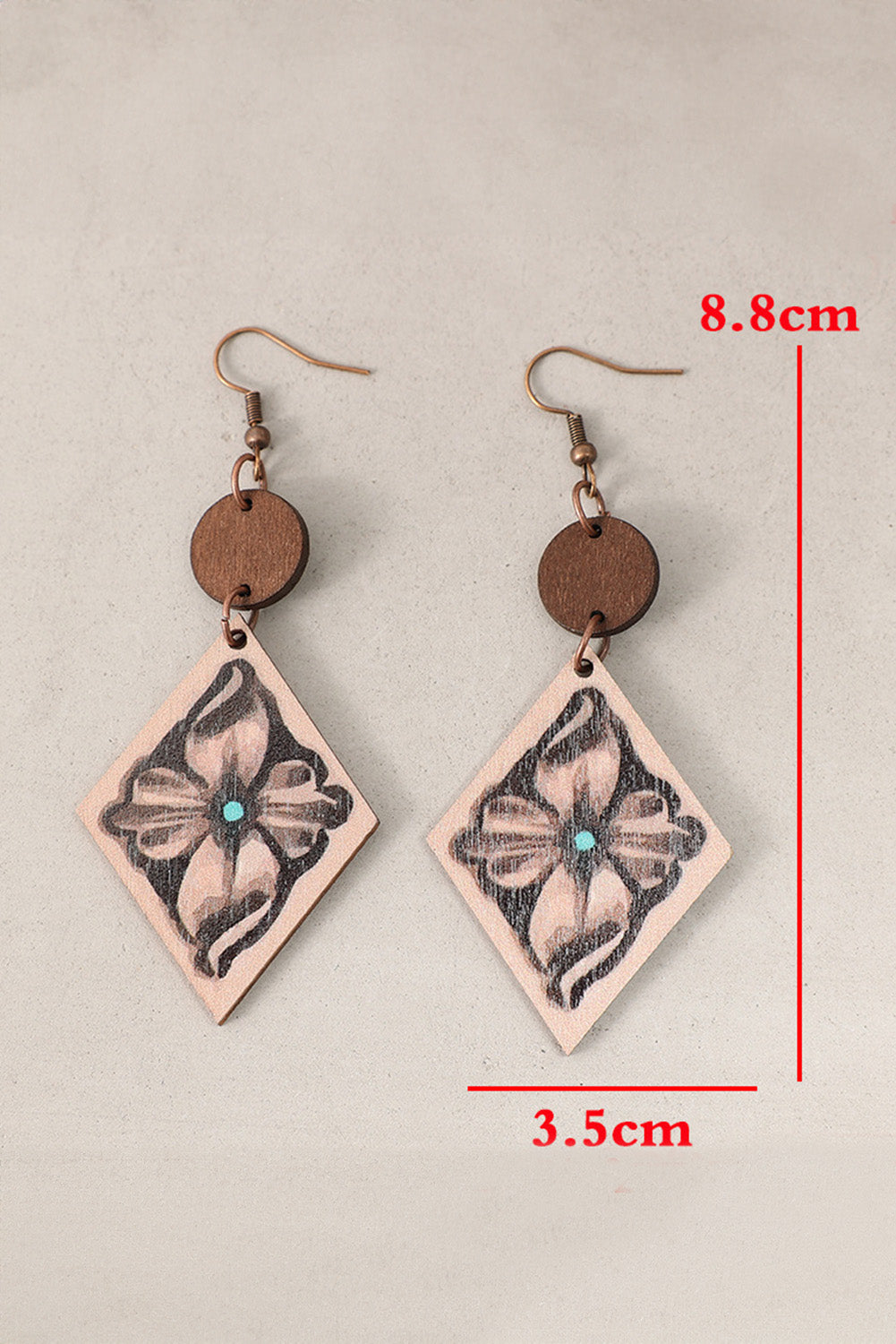 Boucles d'oreilles pendantes en bois à motif floral occidental