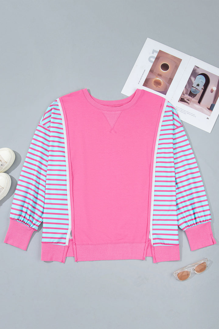 Purple Orchid Striped Colorblock Tunic Plus Size Sweatshirt