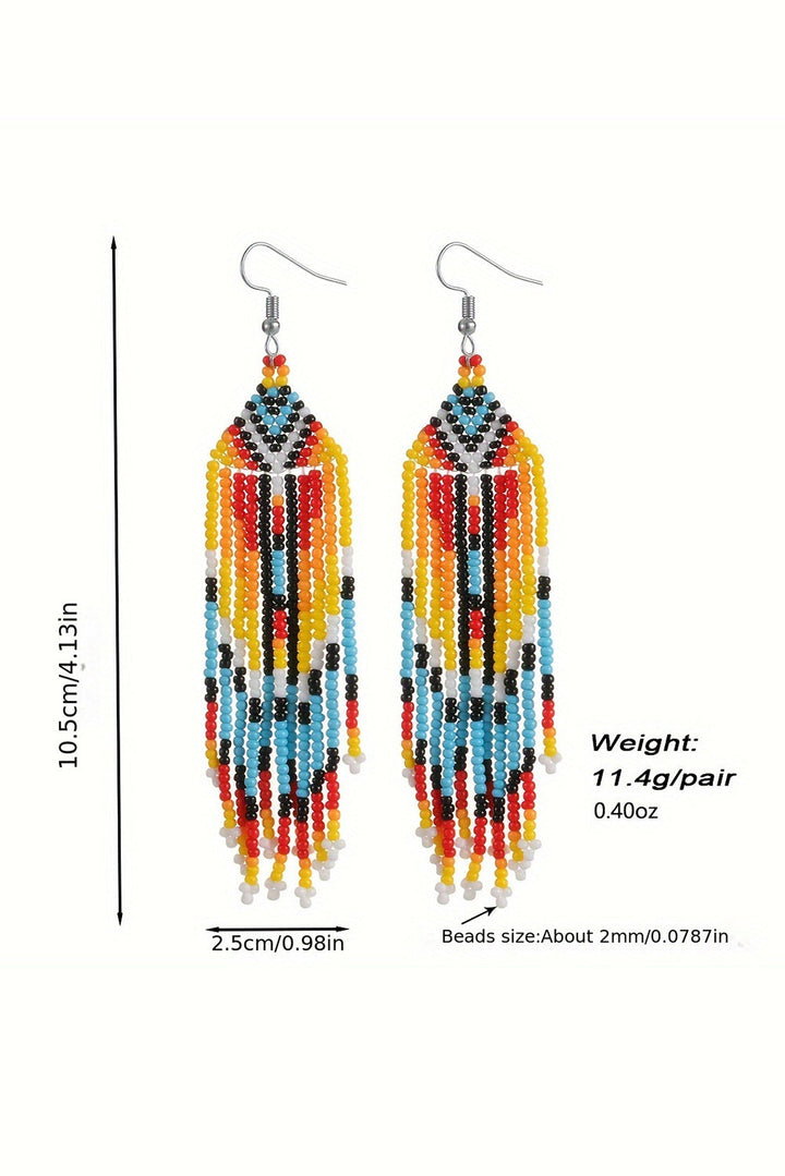 Boucle d'oreille à crochet et pompon en perles de riz occidentales