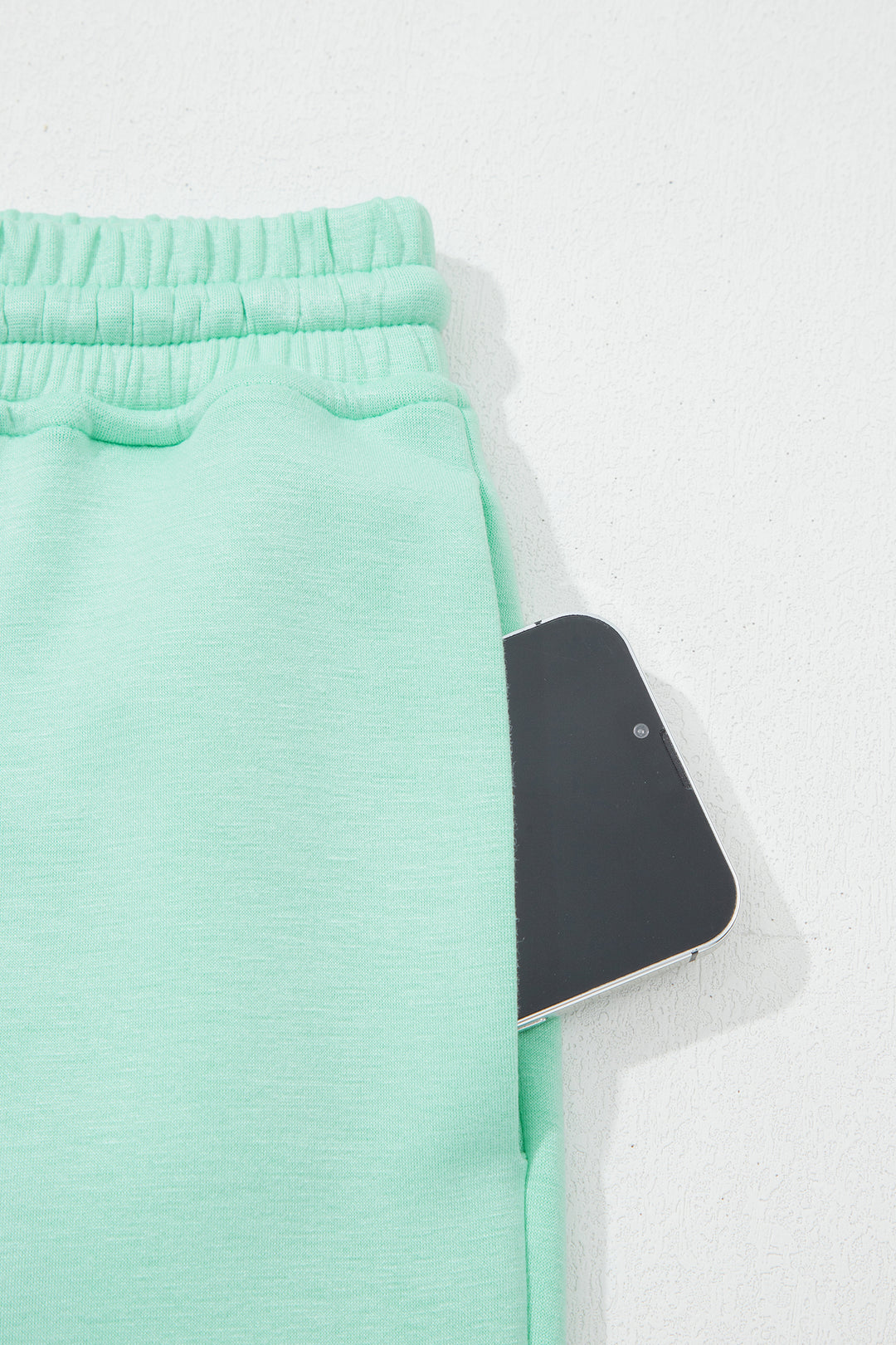 Moonlight Jade Drawstring Elastic Waistband Solid Color Two Piece Casual Set