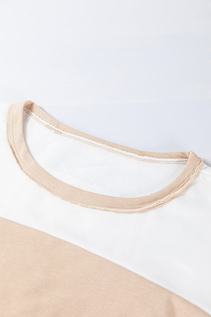 Colorblock Patchwork Side Split Tunic T Shirt