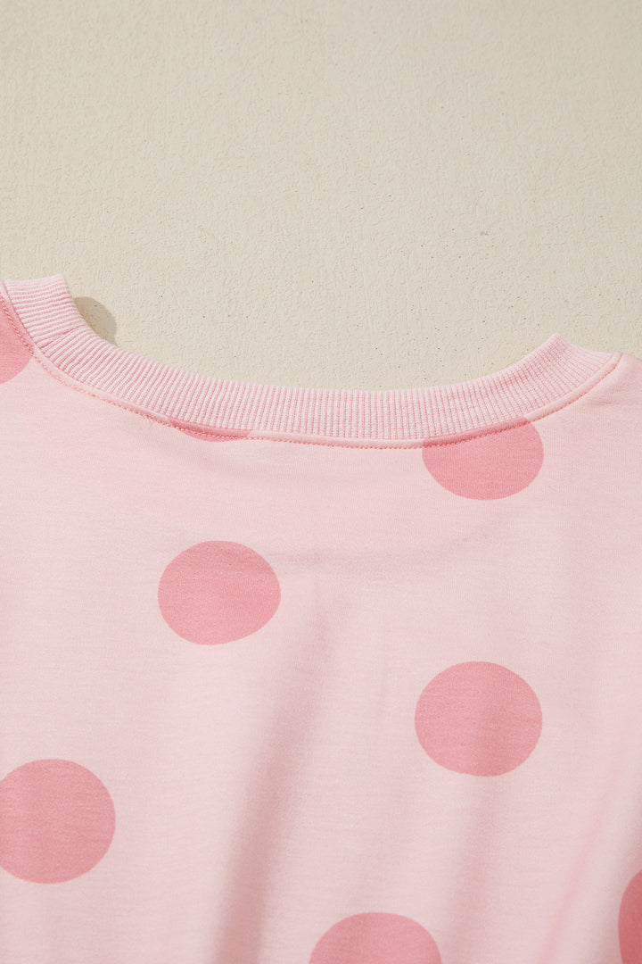 Polka Dot Printed Long Sleeve Flared Mini Dress