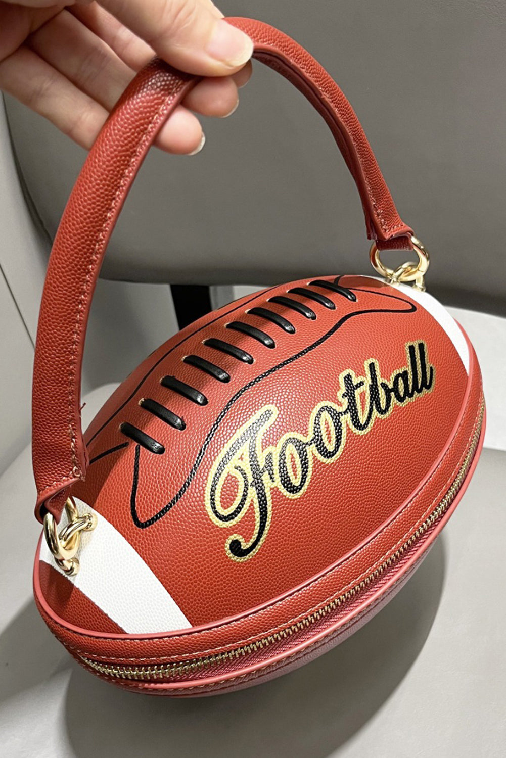 Faux Leather Football Spherical Hand Bag