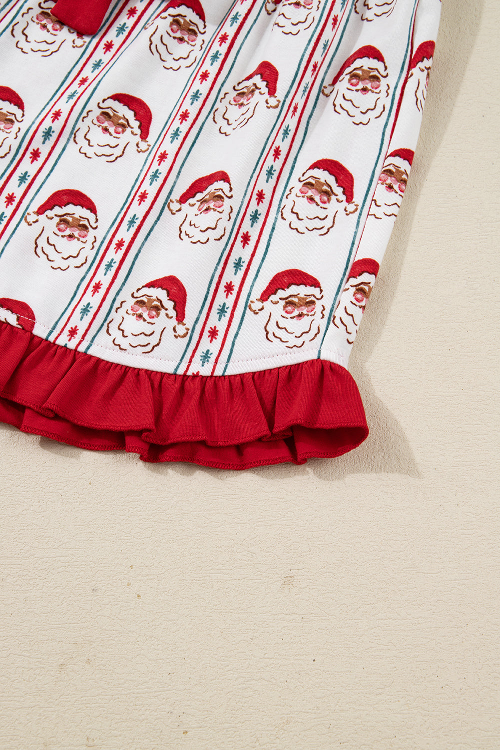 White Santa &amp; Stripes Ruffle PJ Set