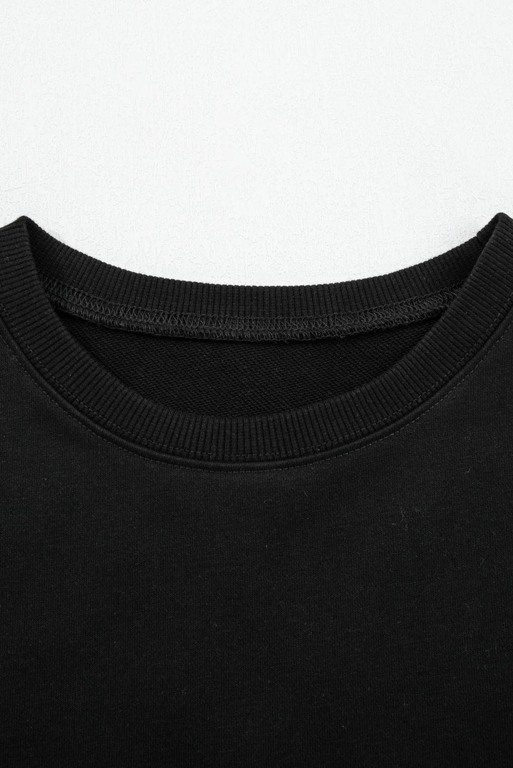 Black Varsity Stripe Detail Drop Shoulder Pullover Mini Skort Set