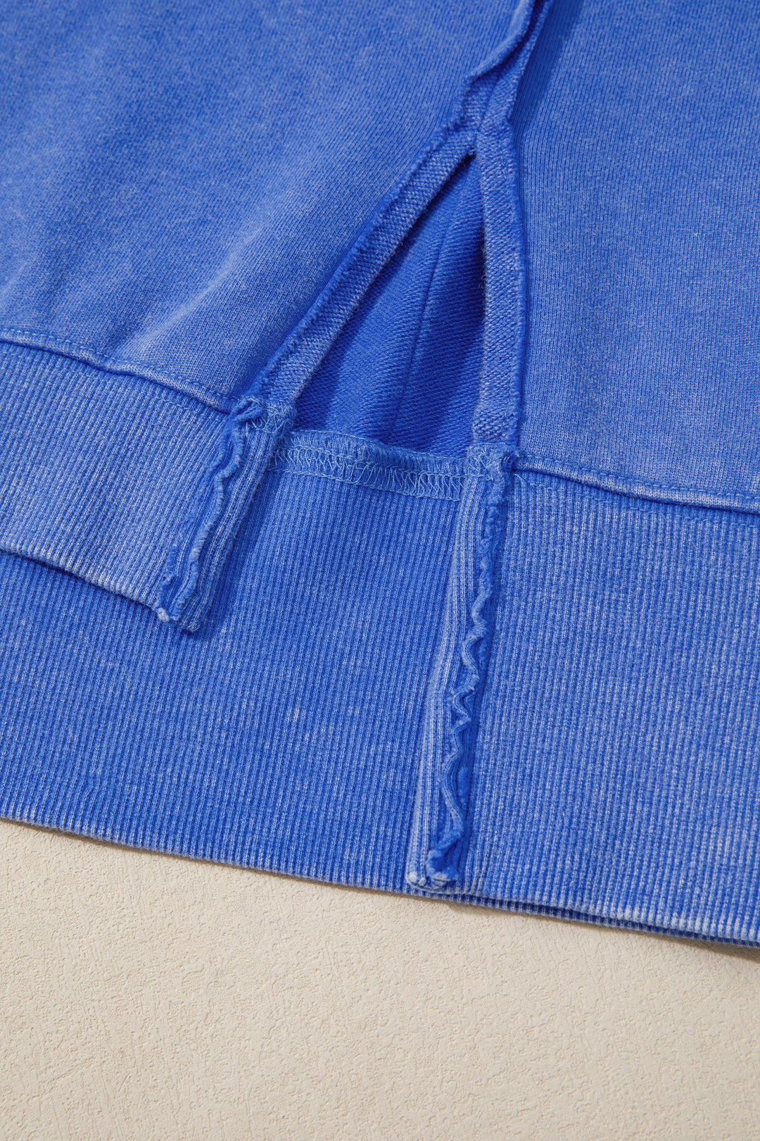 Sky Blue Mineral Wash Split Hem Loose Tunic Sweatshirt