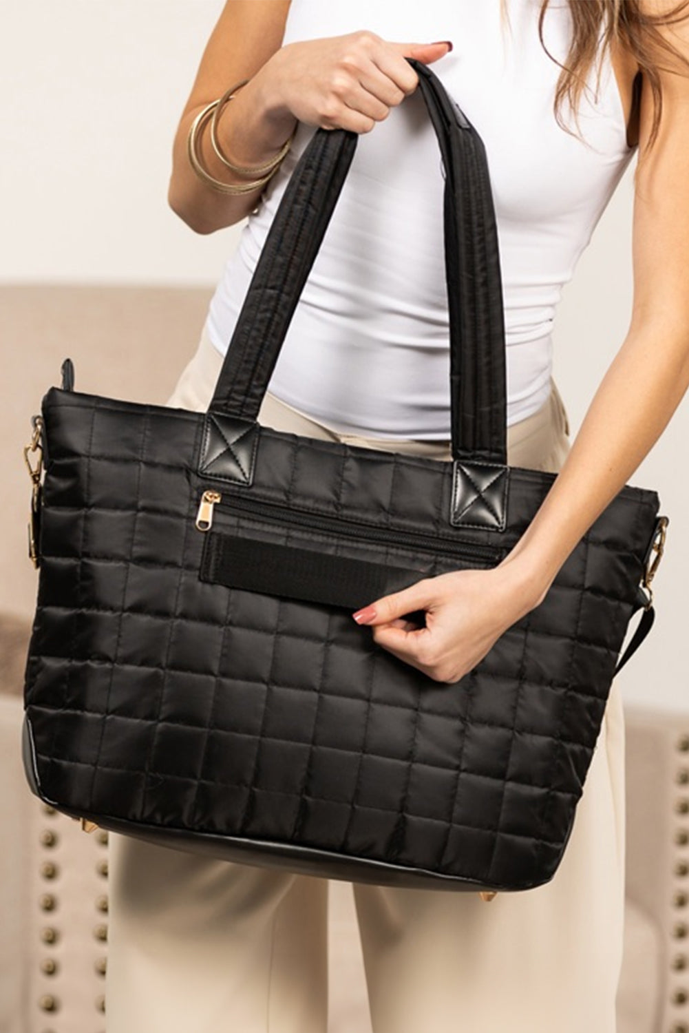 Quilted Patchwork Large Tote Bag and Clutch 2pcs Set
