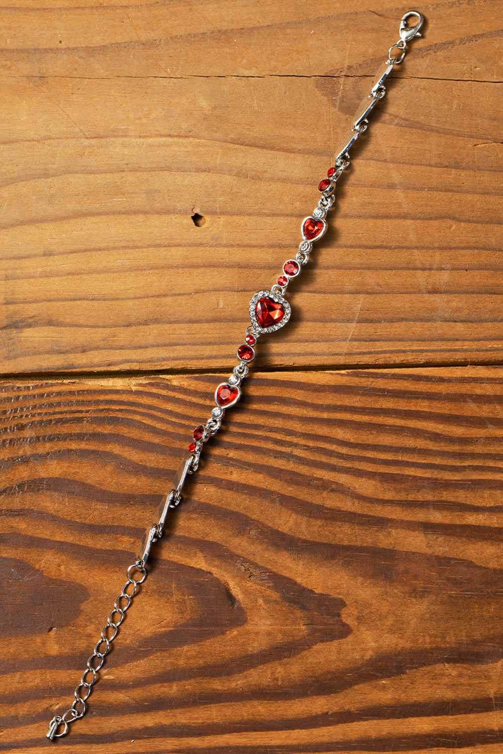 Bracelet tendance Saint-Valentin en forme de cœur avec pierres précieuses
