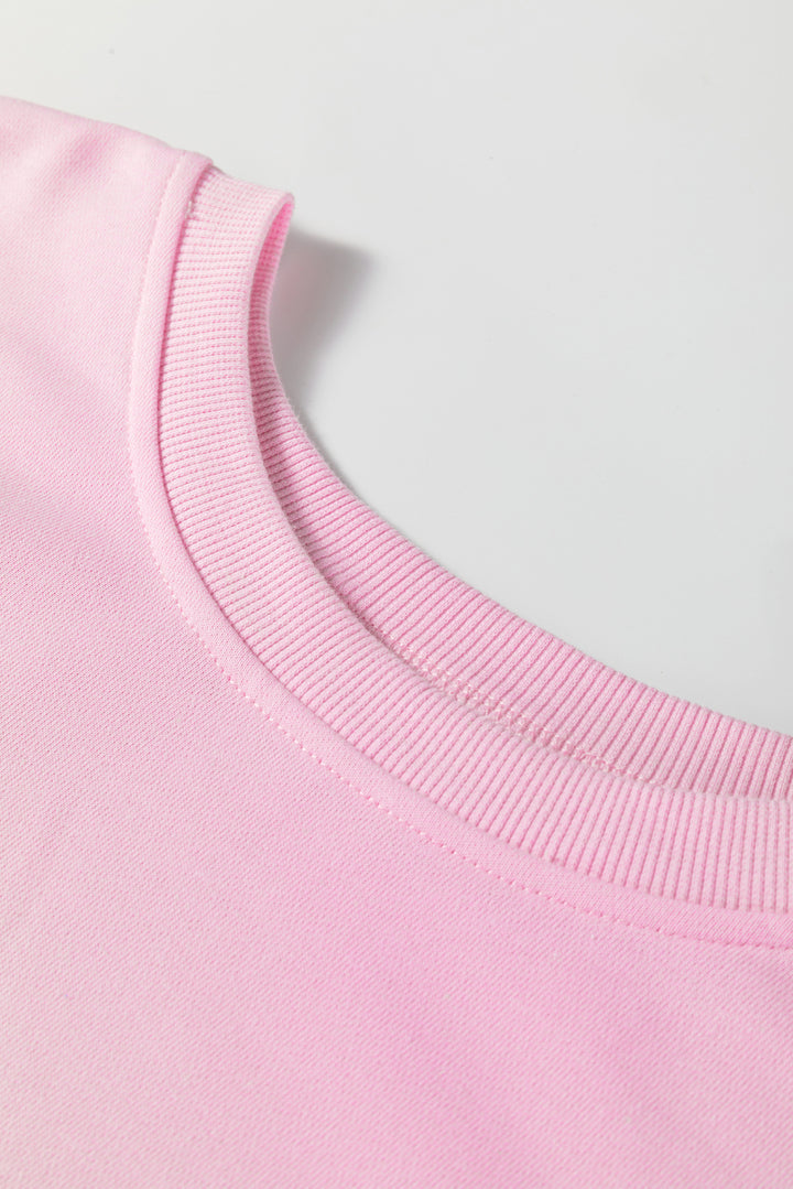 Pink Colorblock Patchwork Drop Shoulder Plus Size Sweatshirt